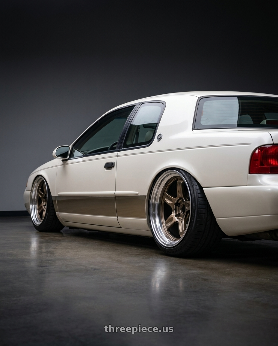 1997 Mercury Cougar XR7 with Volk Racing 21C SPEC-SR 5x114.3 18x10.5 +15 SHINING BRONZE METAL / RIM DC wheels rear three quarter view slight stretch tires