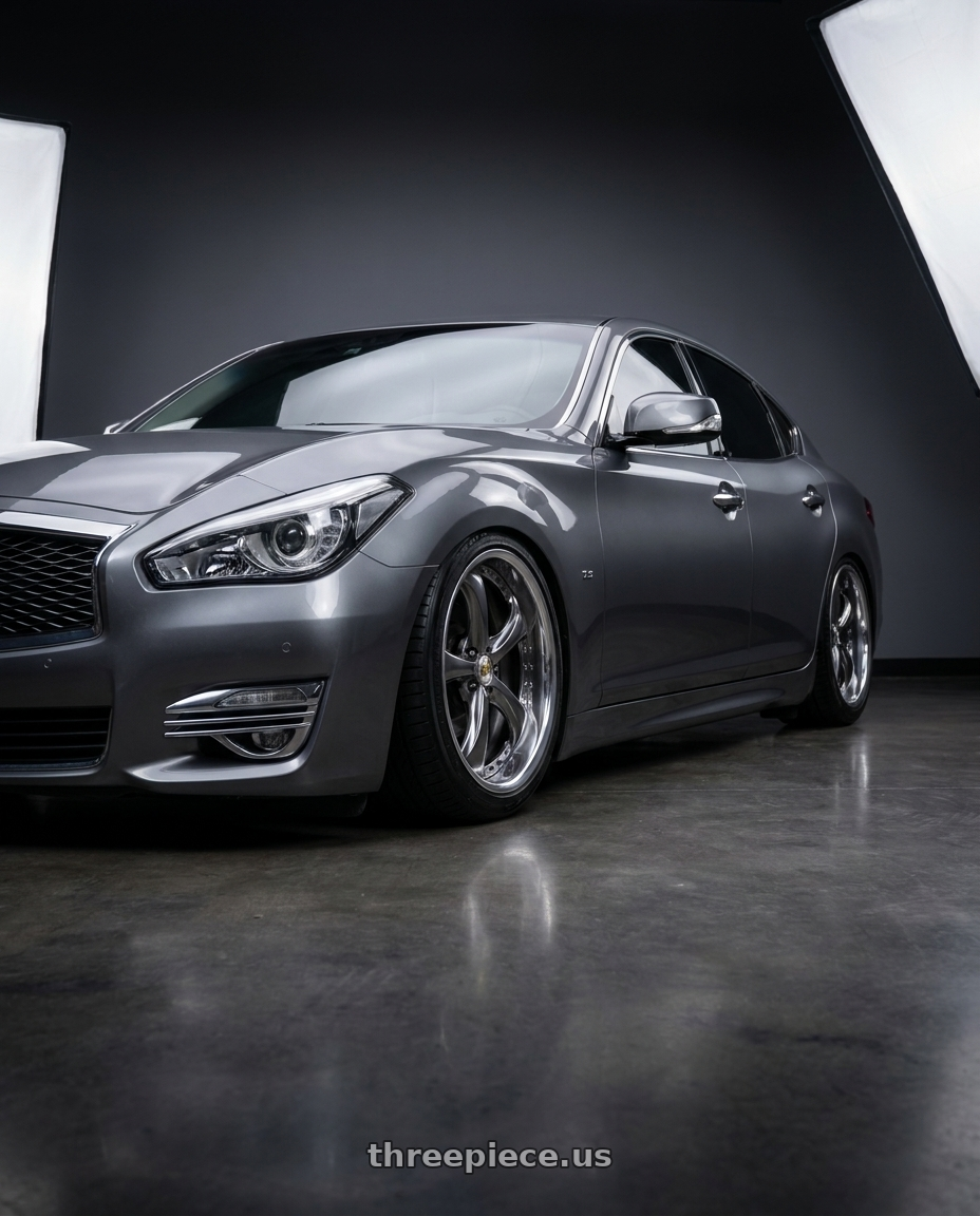 2016 Infiniti Q70 JP spec with Work Wheels VS-KF 5X114.3 19x7.5+34 Brilliant Silver Black A Disk FULL REVERSE wheels