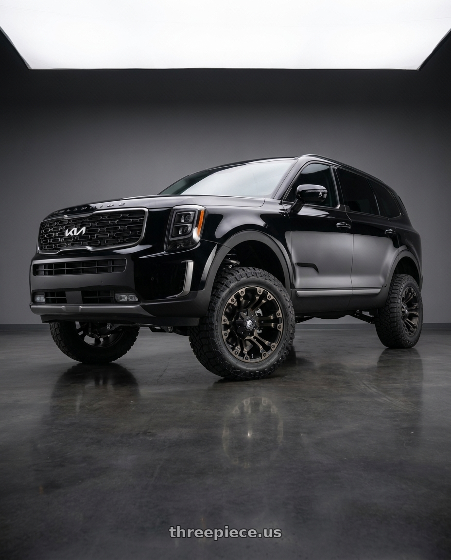 2023 Kia Telluride with Fuel 1PC D569 VAPOR 5X114.3/5X127 18X9 -12 MATTE BLACK DOUBLE DARK TINT wheels
