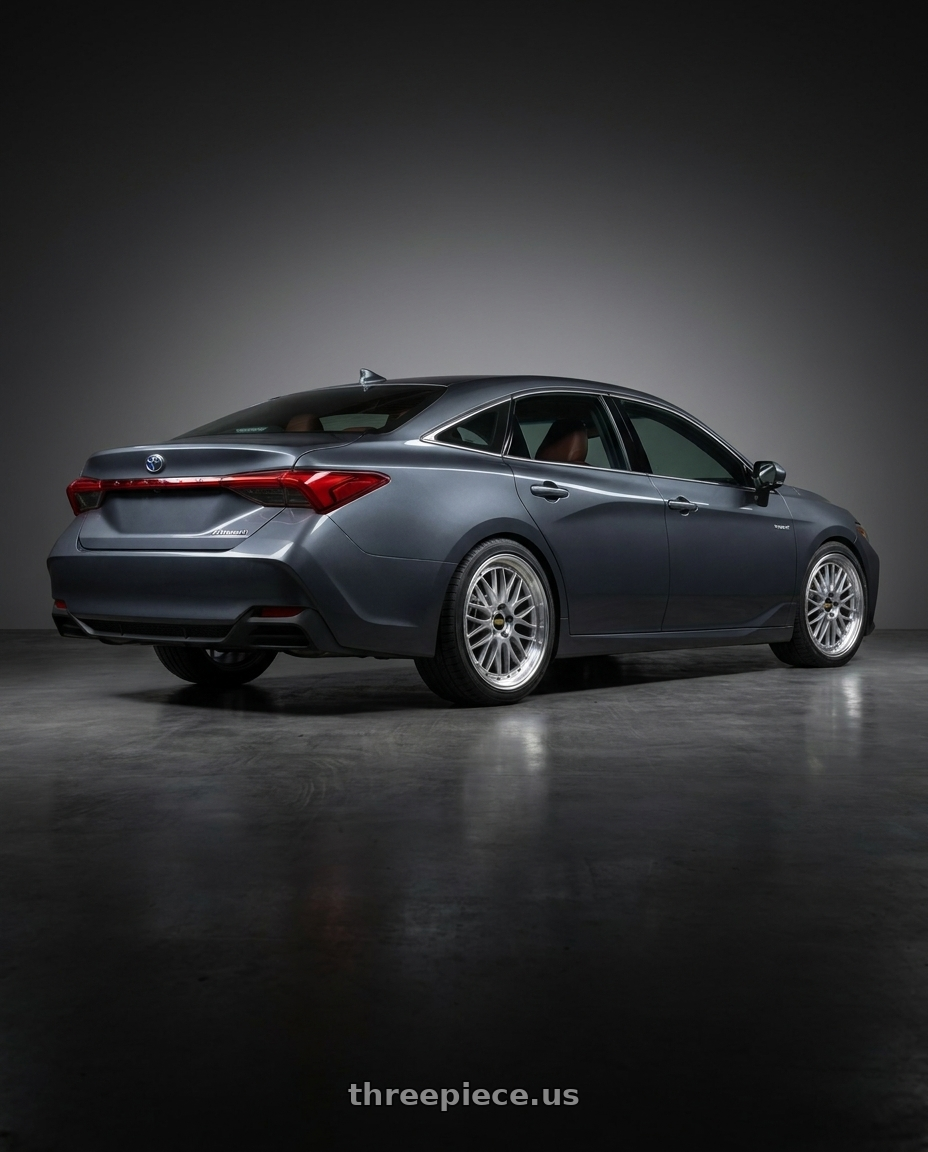2019 Toyota Avalon Hybrid w/BBS LM with BBS LM 5x114.3 18x8.0+40 Diamond Silver wheels rear three quarter view square tires