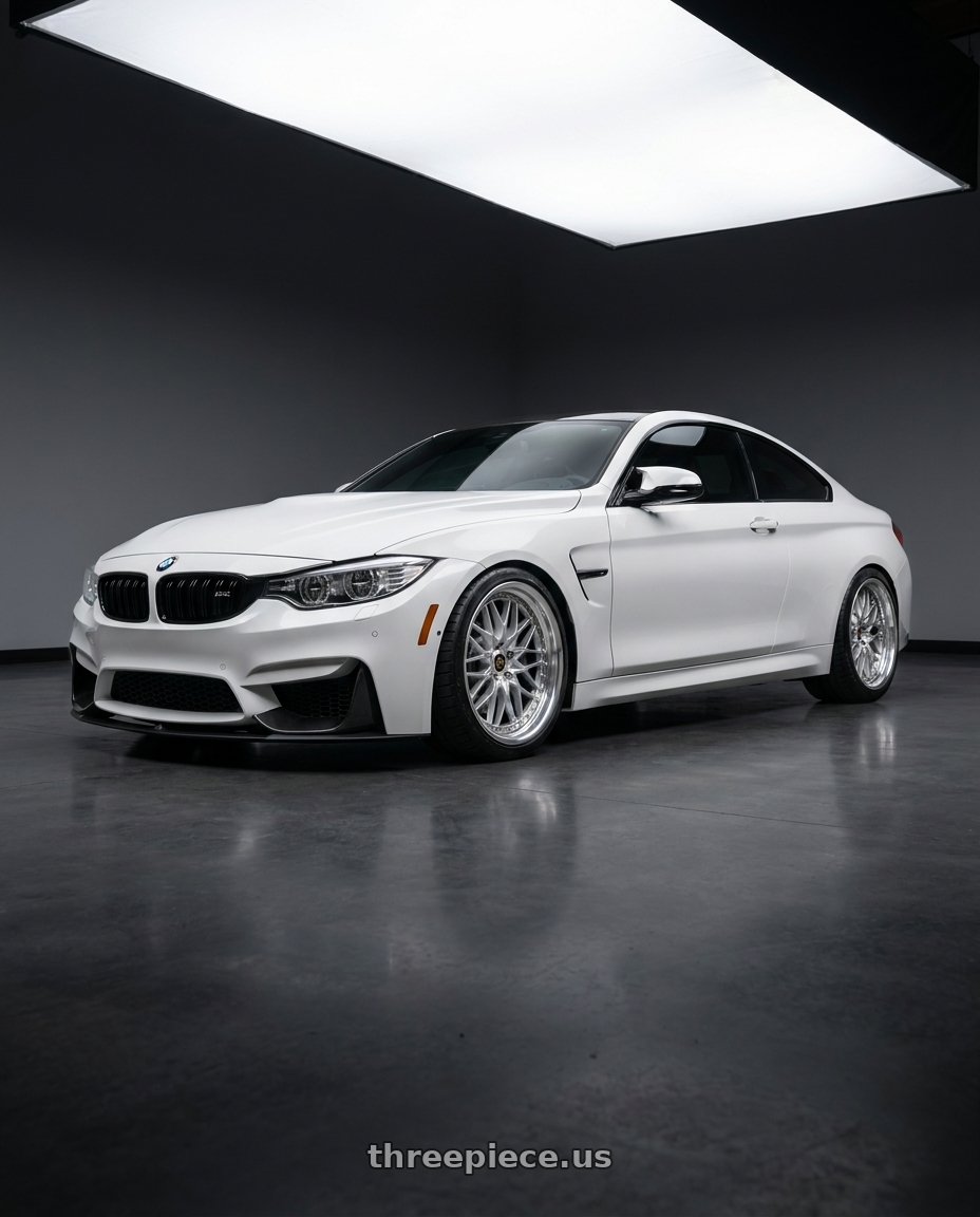 2018 BMW M4 with Work Vs-Xv 5x120 18x10.5+35 L Disk Silky Rich Silver wheels