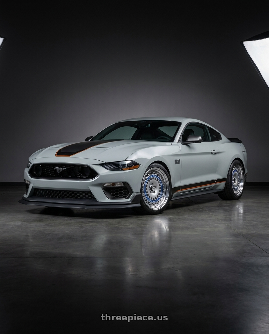 2021 Ford Mustang Mach 1 with FORMULA AERO MESH 5x114.3 19X10+37 NR Disk Titan Silver wheels