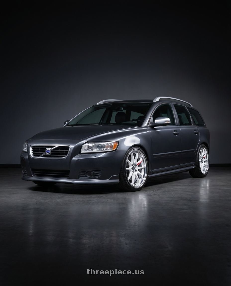 2010 Volvo v50 AWD R-Design with Work Zr10 2P 5x108 18x8.5 +22 Azure White wheels