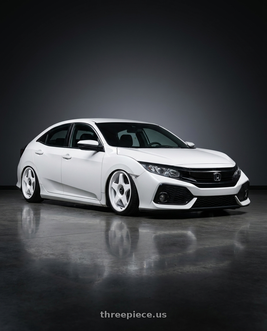 2019 Honda Civic with fifteen52 CHICANE 5x114.3 / 5x100 18x8.5 +35 RALLY WHITE (GLOSS WHITE) wheels