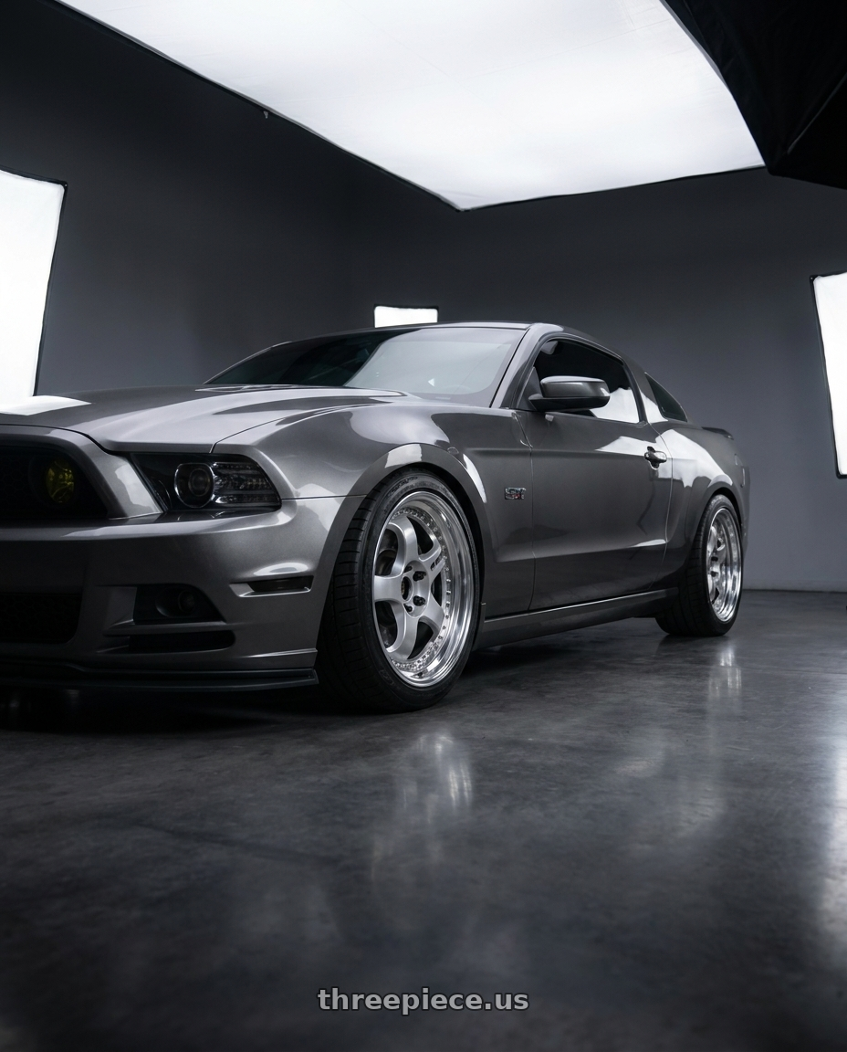 2014 Ford Mustang GT with Work Meister S1 3P 5x114.3 19x9.5+36 O Disk Silver wheels