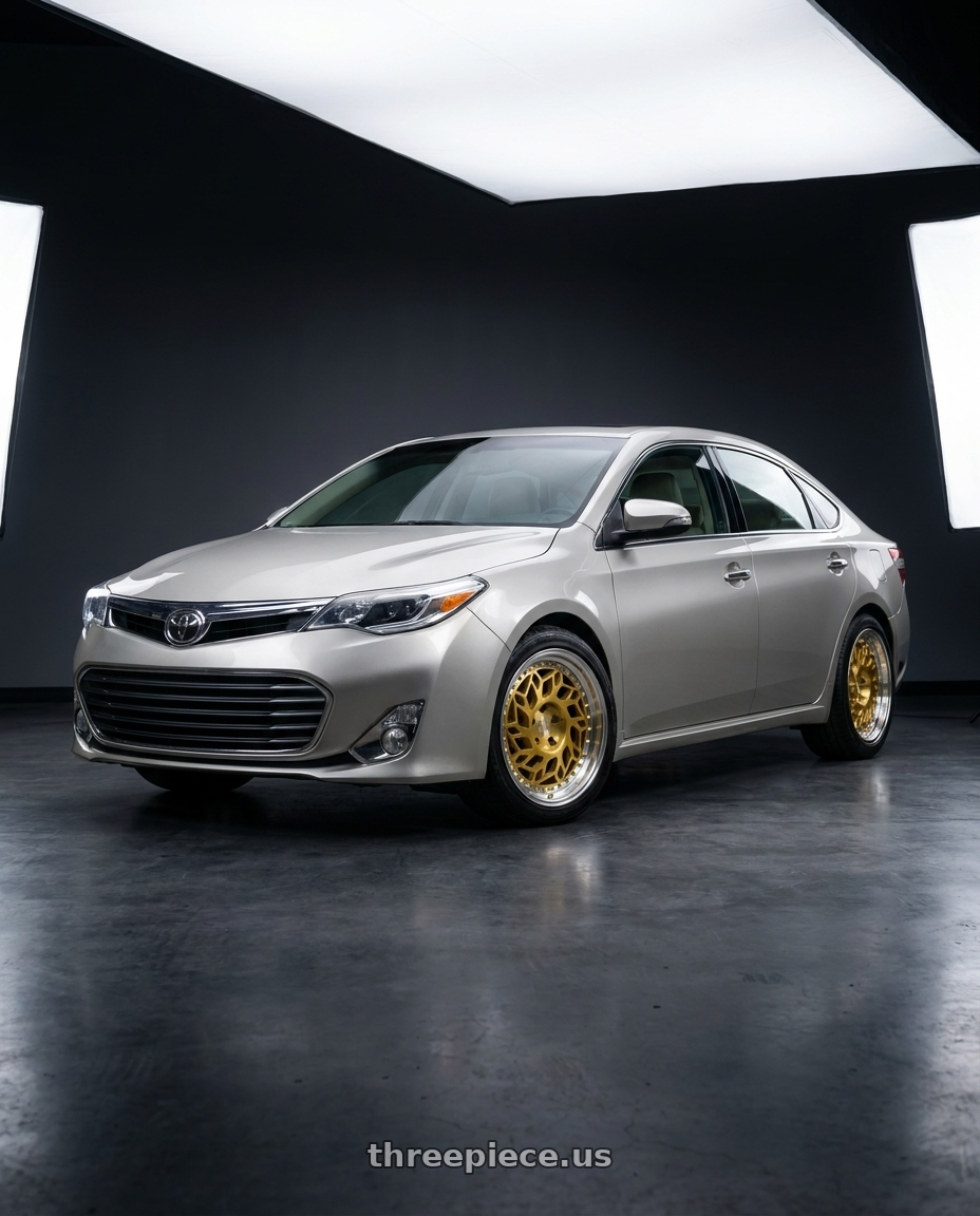 2013 toyota avalon with F1R R32 5x114.3 18x8.5 +33 Brushed Gold/Polish Lip wheels