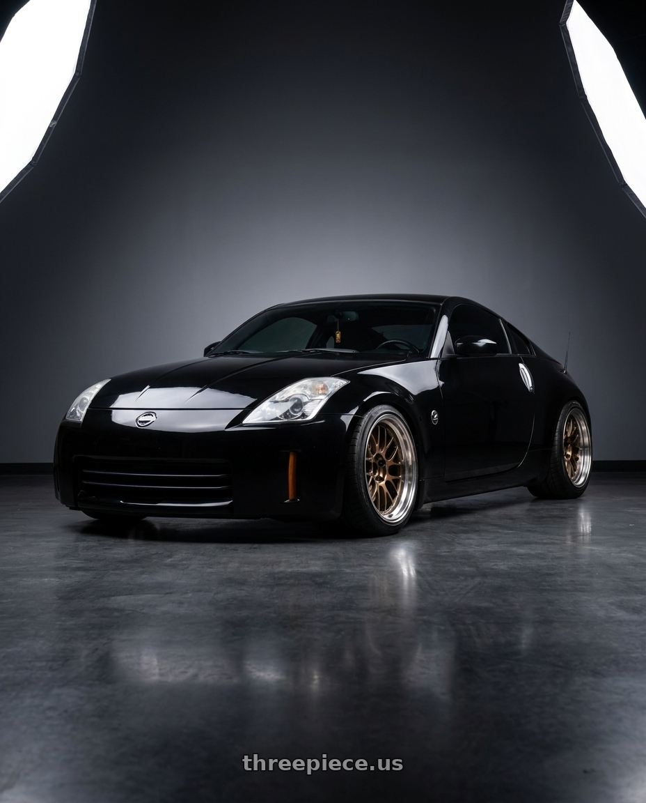 2006 Nissan 350Z super black with Volk Racing 21A SPEC-SR 5x114.3 18x10.5 +15 SHINING BRONZE METAL / RIM DC wheels
