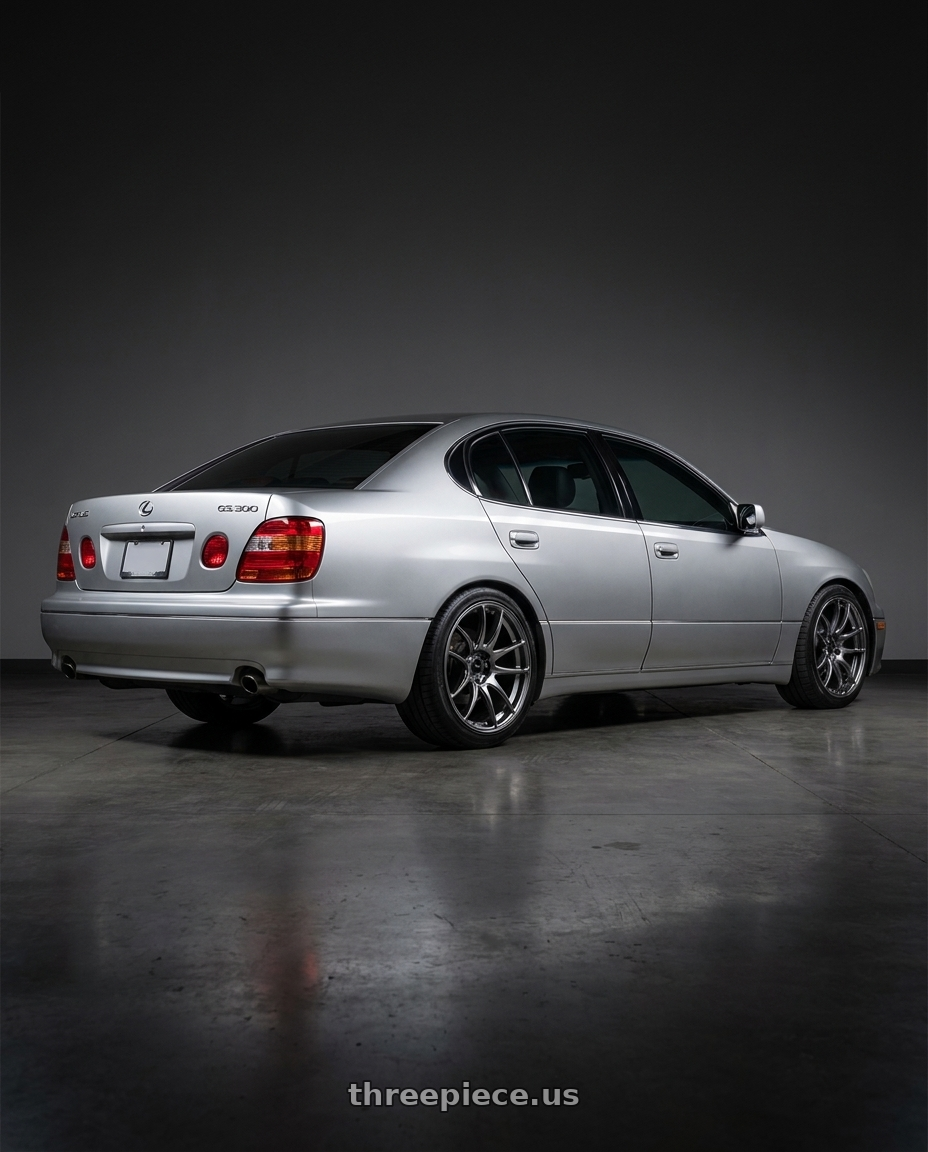 2001 Lexus gs300 with Vors TR4 5x114.3 19x9.5  +35 Hyper Black wheels rear three quarter view square tires
