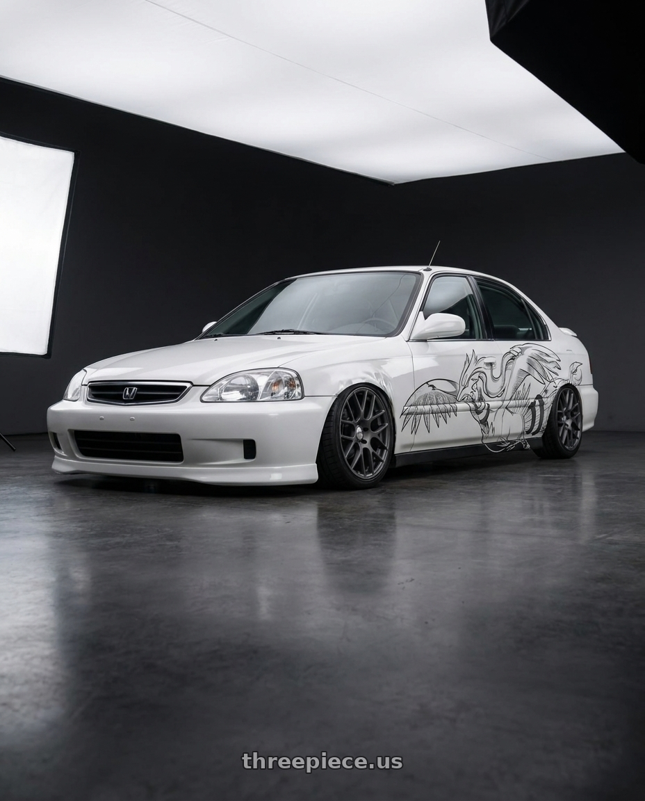 2000 Honda civic branco 4 with TSW NURBURGRING 5X114.3 17X7.5 +45 MATTE GUNMETAL wheels