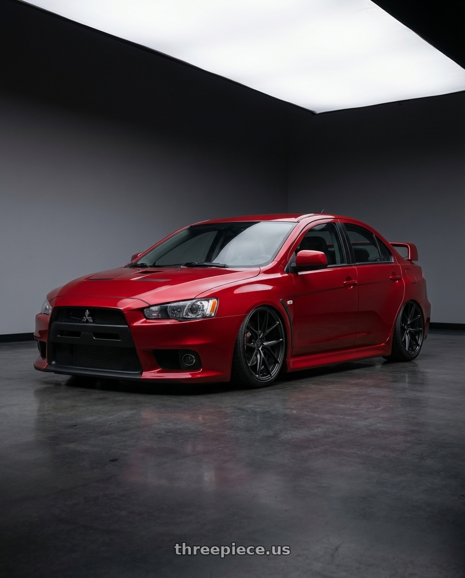 2012 Mitsubishi Lancer Evo X with Niche 1PC M117 MISANO 5X114.3 18X8 +42 MATTE BLACK wheels