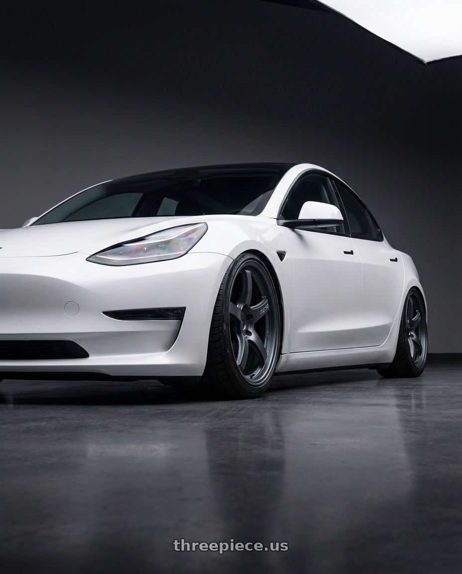 2023 Tesla Model 3 with Gram Lights 57CR 5x114.3 19x9.5+45 Gunblue II wheels