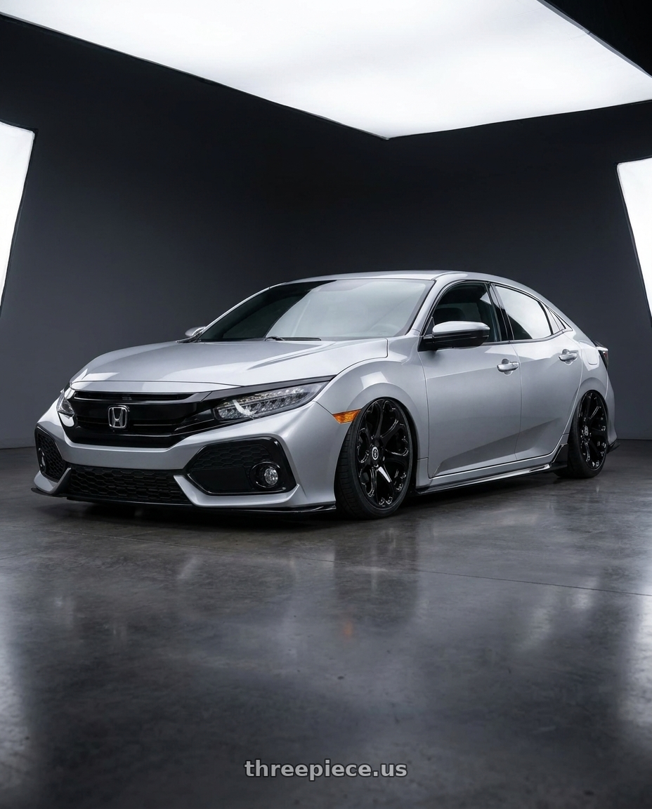 2017 Honda Civic  with Heritage Wheel Kokoro MonoC 5X114.3 19x9.5+38 Black wheels