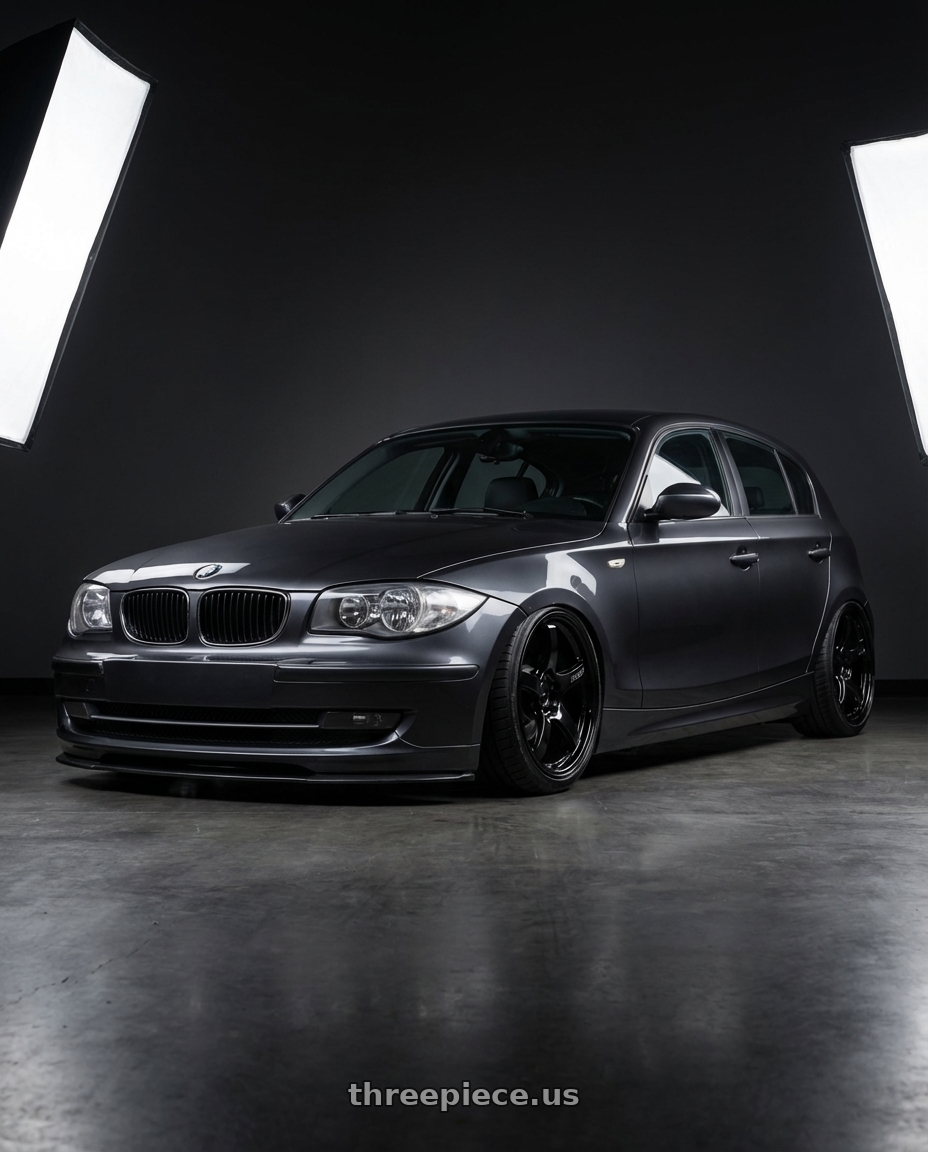 2012 BMW 1 Series E82 with Gram Lights 57CR 5x120 19x10.5+22 Glossy Black wheels
