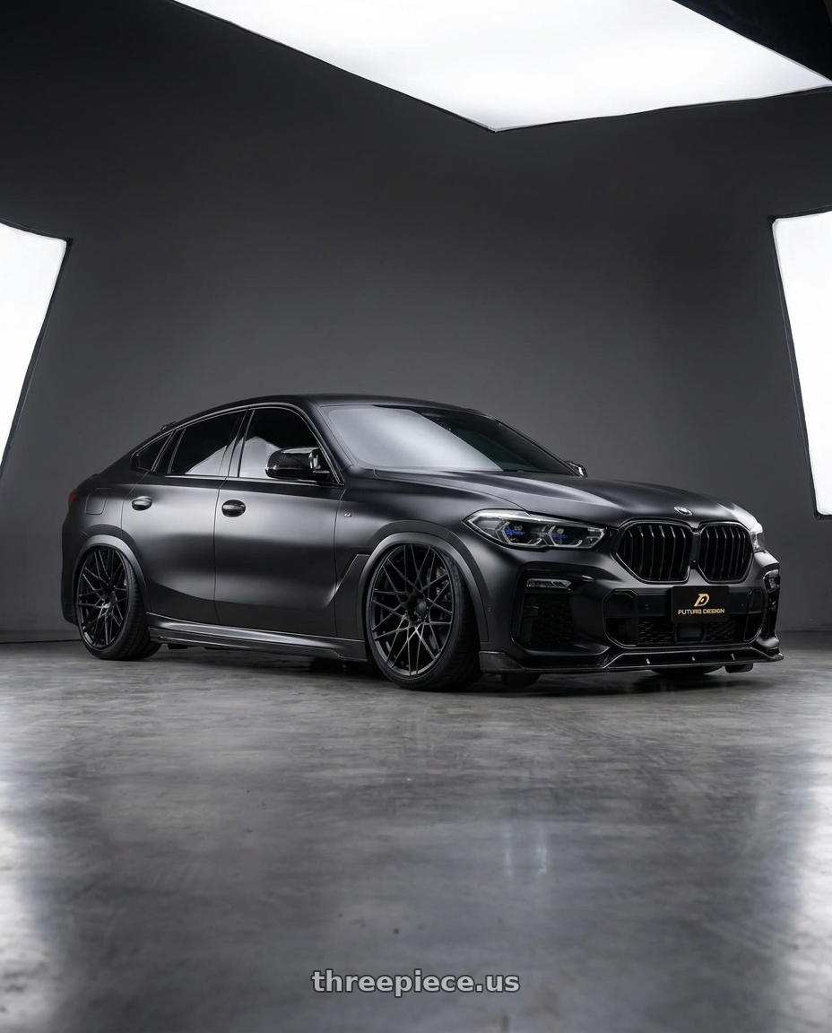 2025 BMW X6 40i Matt black with REPLICA WHEELS R238 5x114.3 20x8.5+35 BLACK - SATIN BLACK wheels