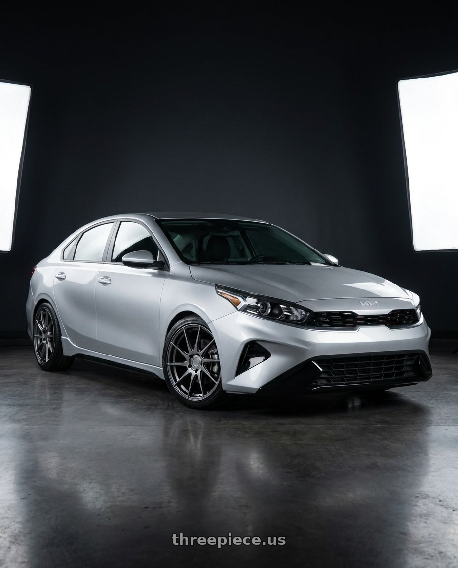 2023 Kia forte lx with Aodhan AH09 5x114.3 18x8.5 +35 Hyper Black wheels