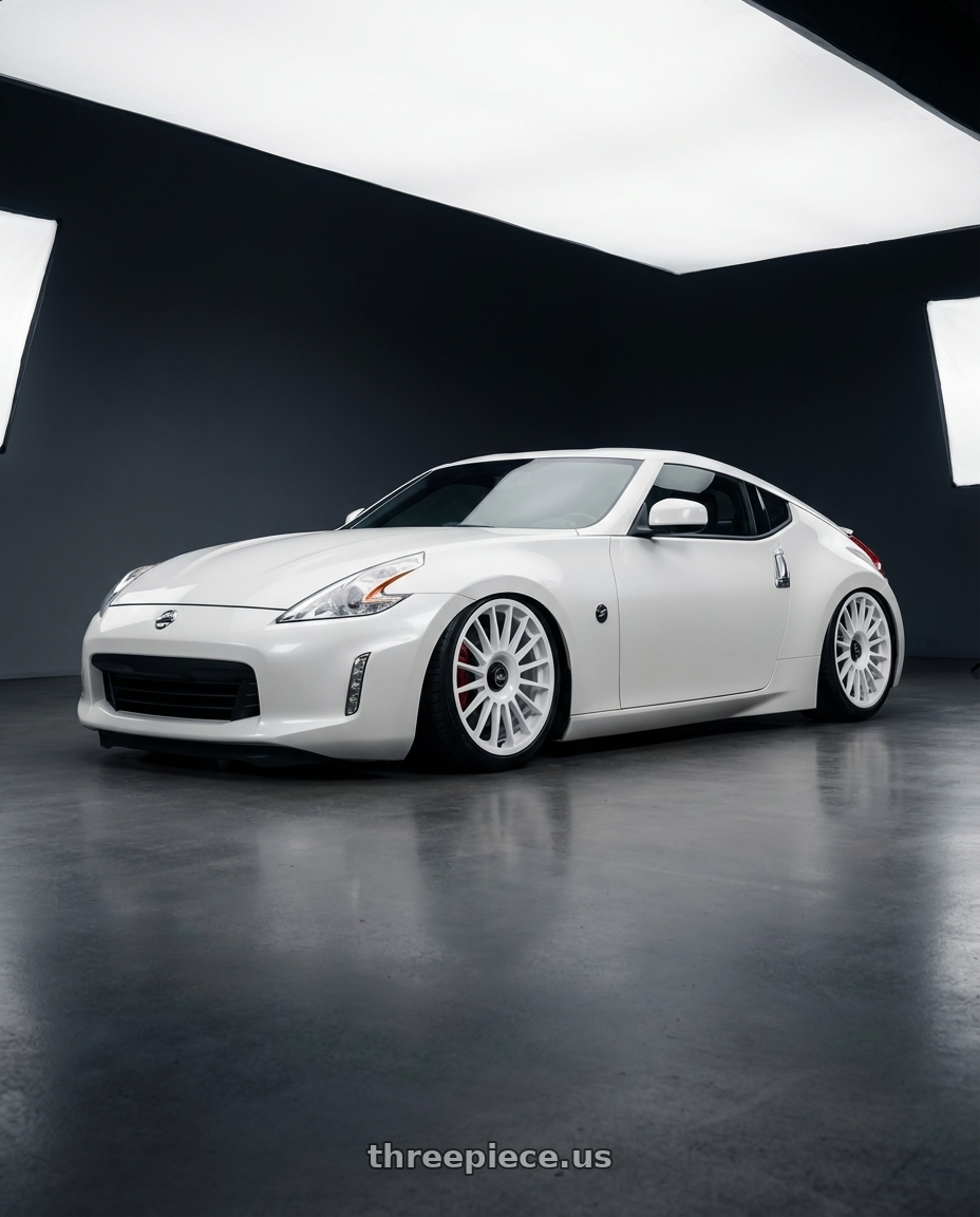2019 Nissan 370Z with fifteen52 PODIUM 5x114.3 / 5x120 19x8.5 +35 RALLY WHITE (GLOSS WHITE) wheels