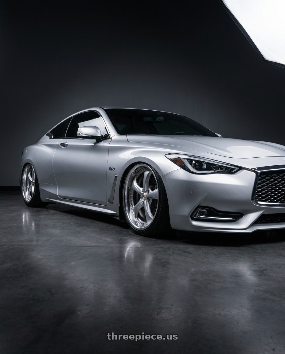 2018 infiniti q60 luxe with Work Wheels VS-KF 5X114.3 19x9.5+39 Light Grey Silver R Disk FULL REVERSE wheels