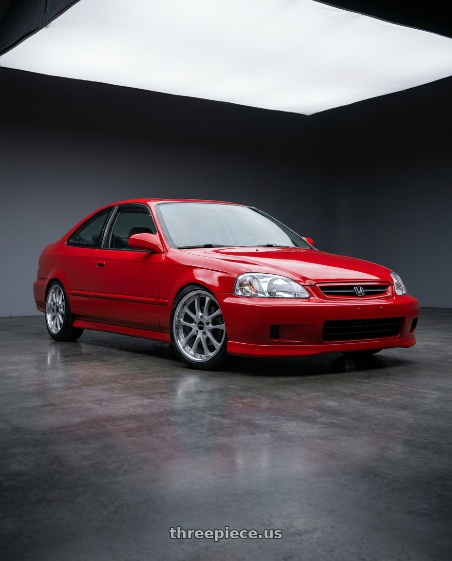 1999 Honda Civic with ARC AR5 5x114.3 18x8.5  +35 Silver Machine Face Lip Chrome Rivet wheels