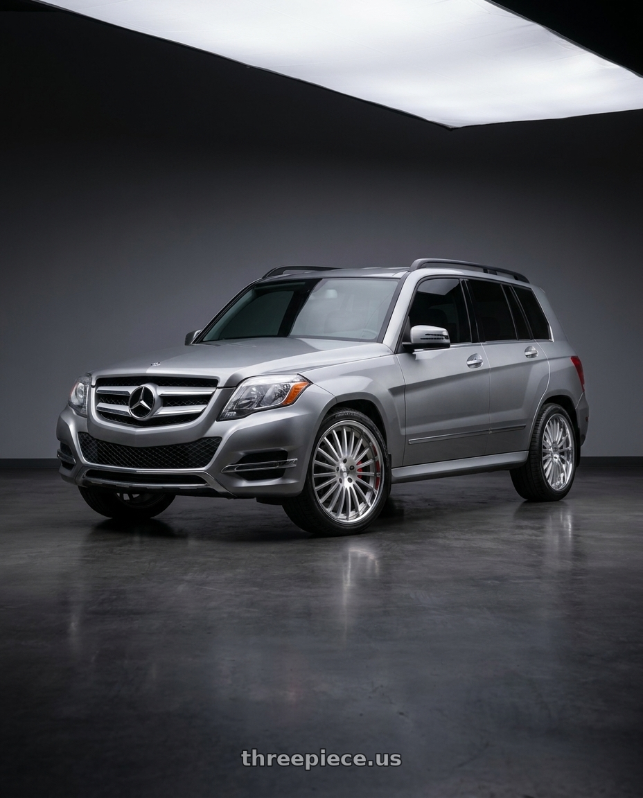 2015 Mercedes Benz GLK350 4MATIC with XIX Wheels XIX 59 5x112 20x8.5 +35 SILVER BRUSHED WITH STAINLESS STEEL LIP wheels
