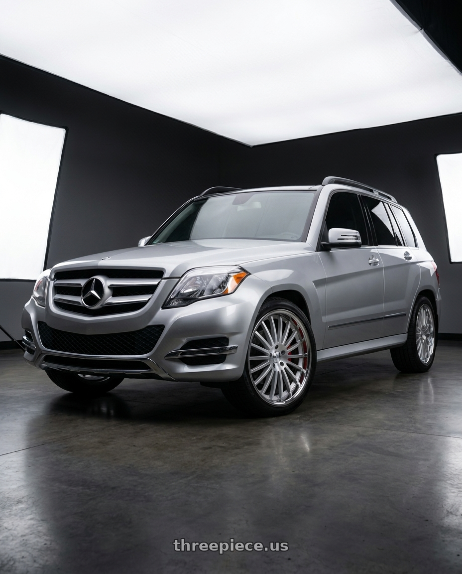 2015 Mercedes Benz GLK350 4MATIC with XIX Wheels XIX 59 5x112 20x8.5 +35 SILVER BRUSHED WITH STAINLESS STEEL LIP wheels