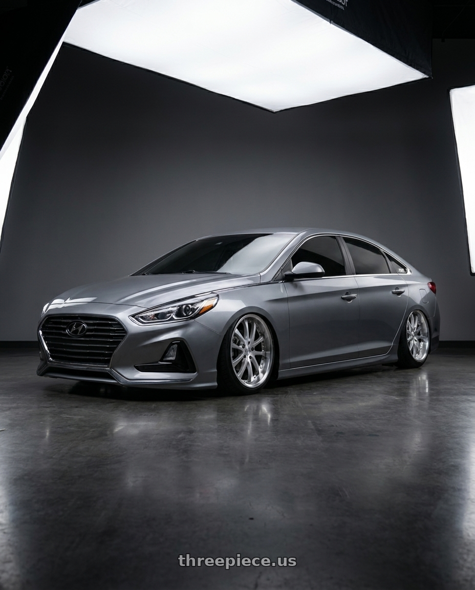 2019 Hyundai Sonata SE with Vors AR5 5x114.3 19x9.5 +35 Silver Machine Face Lip Chrome Rivet wheels