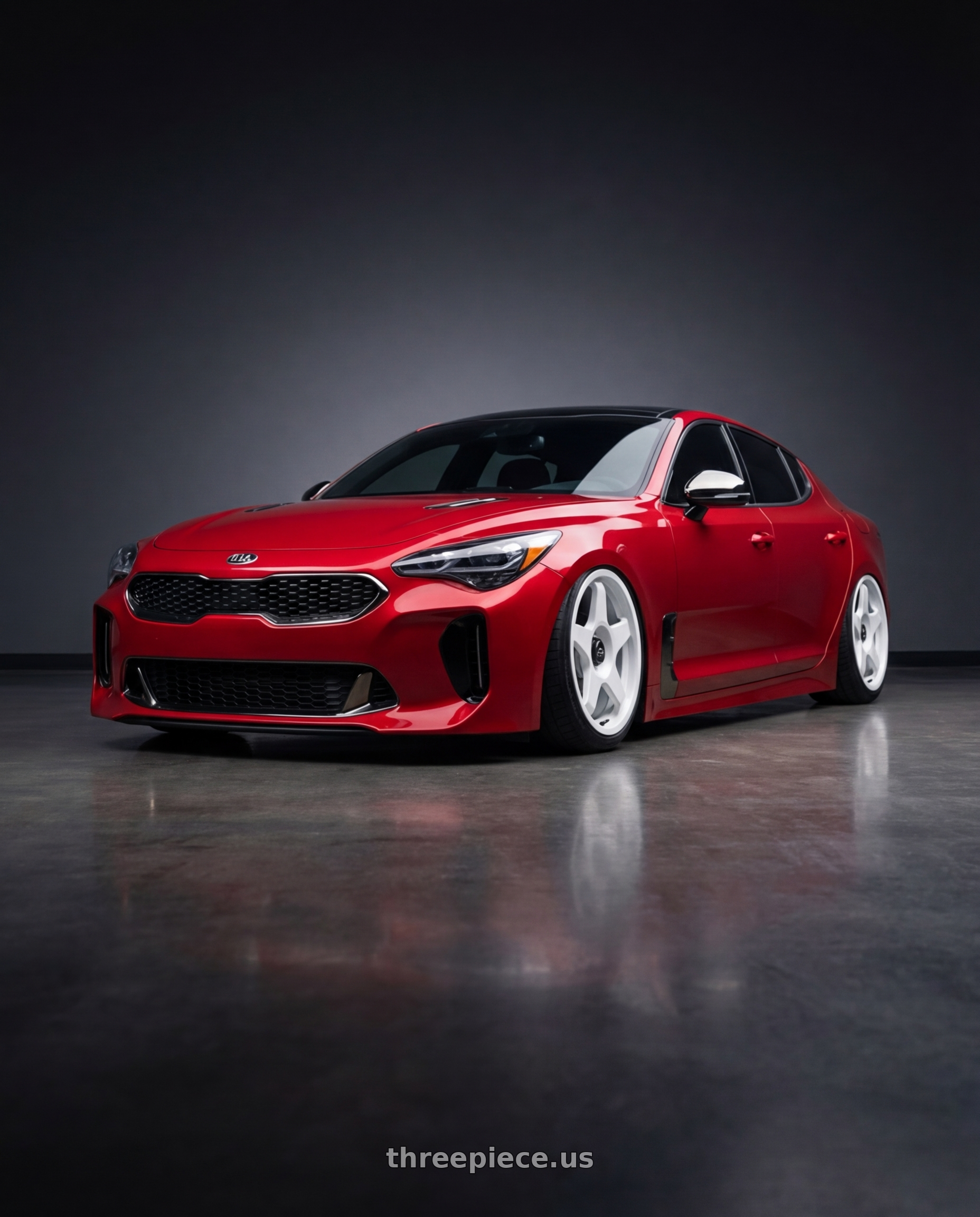 2022 Kia Stinger GT with fifteen52 CHICANE 5x114.3 / 5x120 19x8.5 +35 RALLY WHITE (GLOSS WHITE) wheels