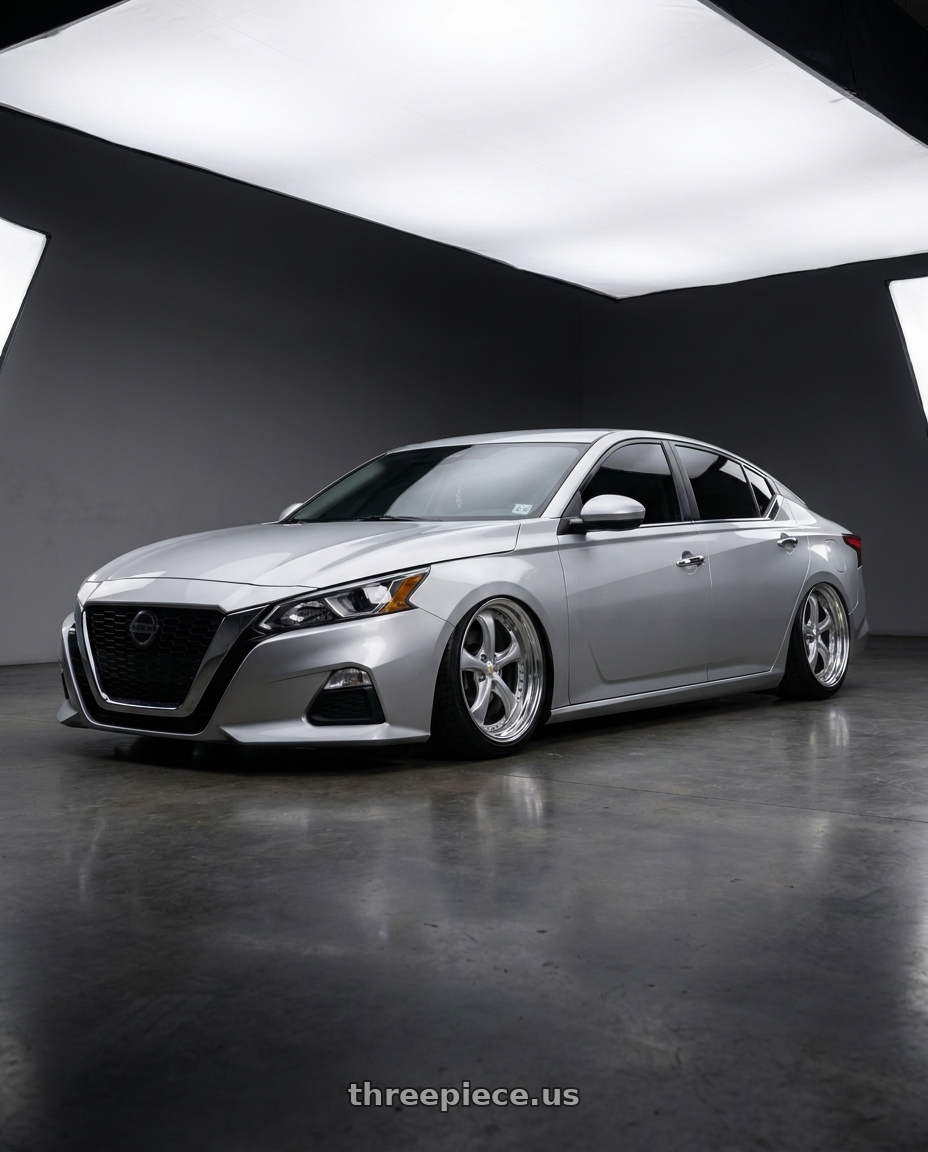 2020 Nissan Altima Silver with Work Wheels VS-KF 5x114.3 20x9.5+27 Light Grey Silver R Disk STEP RIM wheels