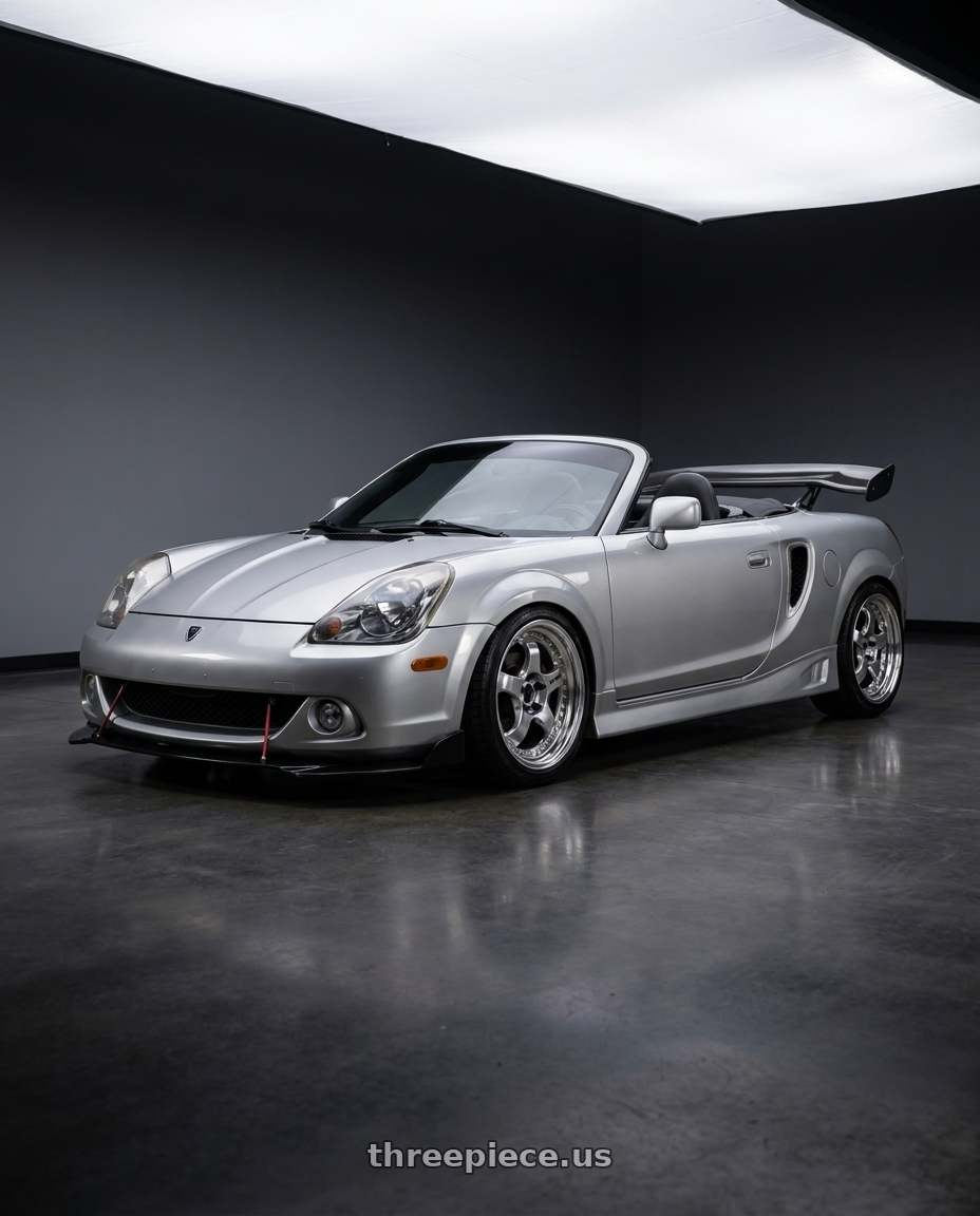 2001 Toyota MR2 Spyder Silver with Work Meister S1 3P 4x100 17x7+36 W Disk Bright Buff Finish wheels