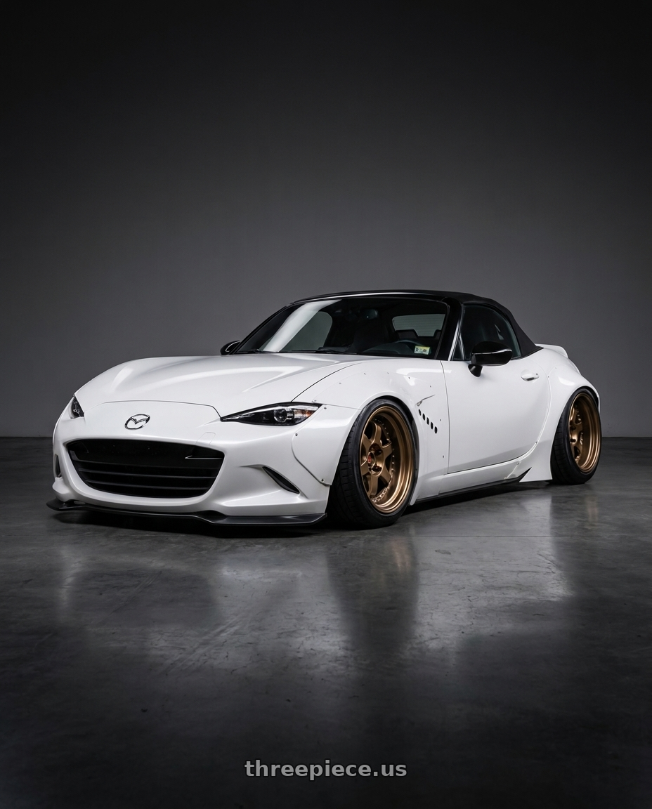 2016 Mazda mx5 with Work Meister M1 3p 4x100 16x9-20 O Disk Titanium Gold wheels
