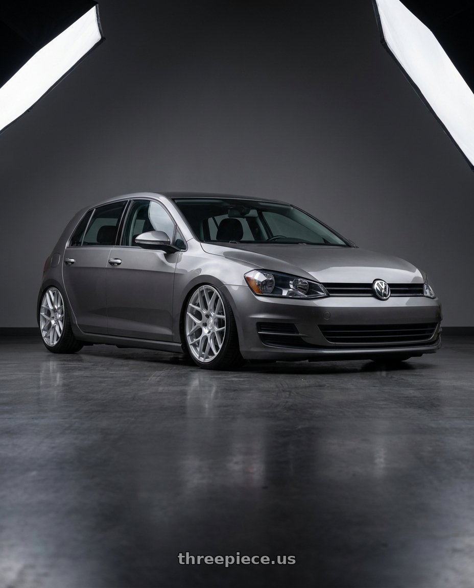 2019 Volkswagen GTI MK7 with Aodhan AFF2 5x112 19x9.5+35 Gloss Silver Machined Face wheels
