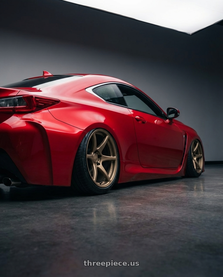 2018 Lexus RC F with Kansei K11B Tandem 5x114.3 19x9.5 22 Bronze wheels rear three quarter view slight stretch tires