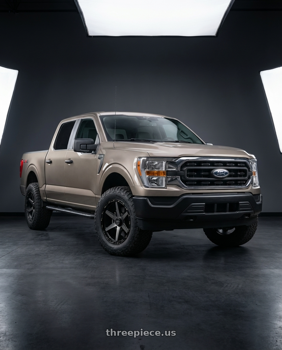 2013 Ford F-150 with KMC KM101 TEMPO 6X135/6X139.7 20X9 +18 SATIN BLACK WITH GRAY TINT wheels