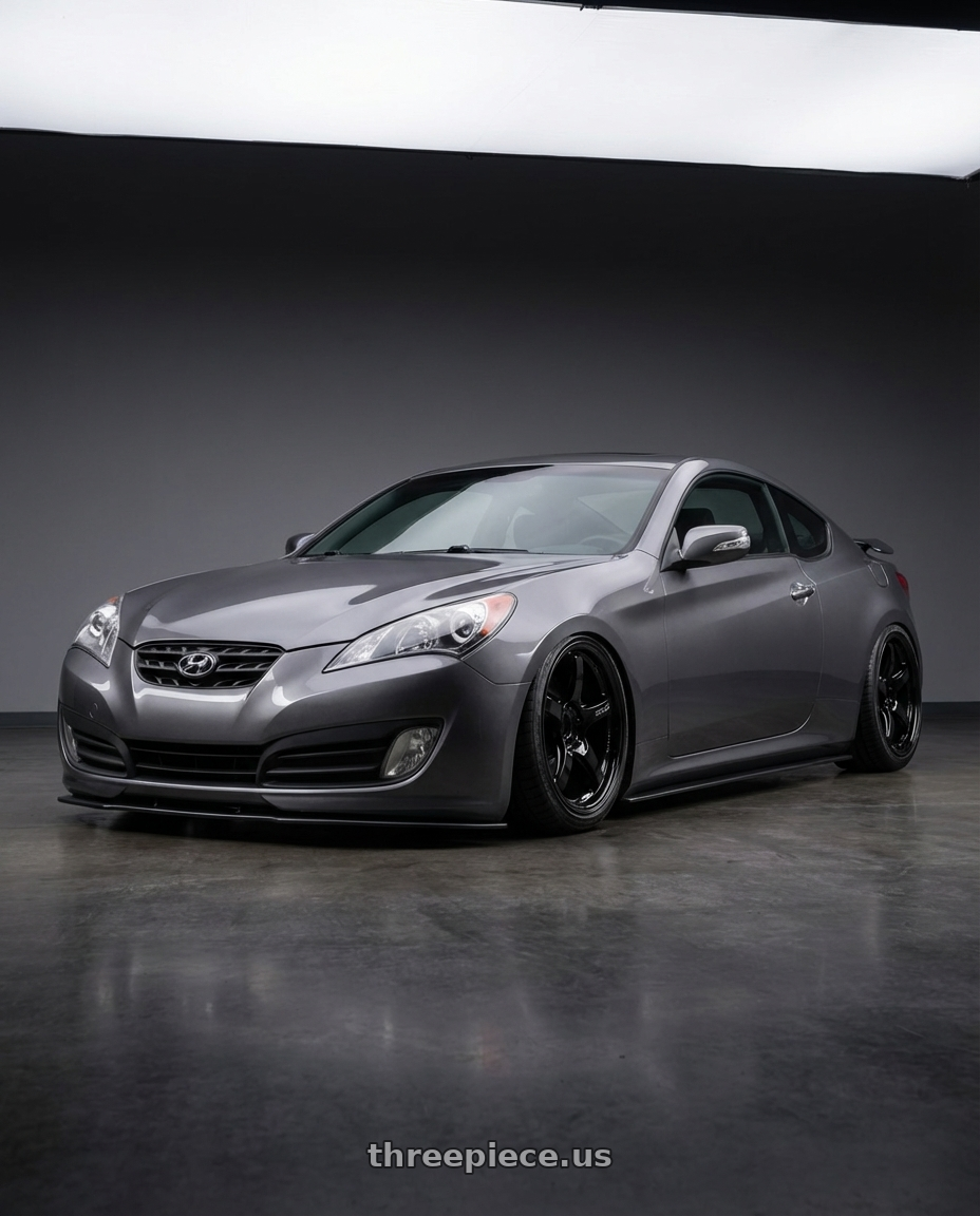 2014 Hyundai Genesis Coupe with Gram Lights 57CR 5x114.3 19x8.5+35 Glossy Black wheels