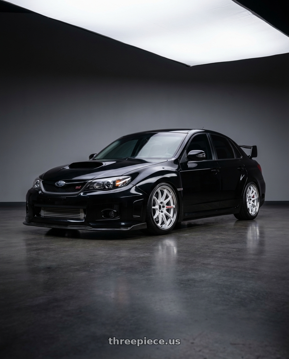 Black 2013 Subaru impreza wrx Sti  with Work Zr10 2P 5x114.3 18x10.0 +22 Azure White wheels