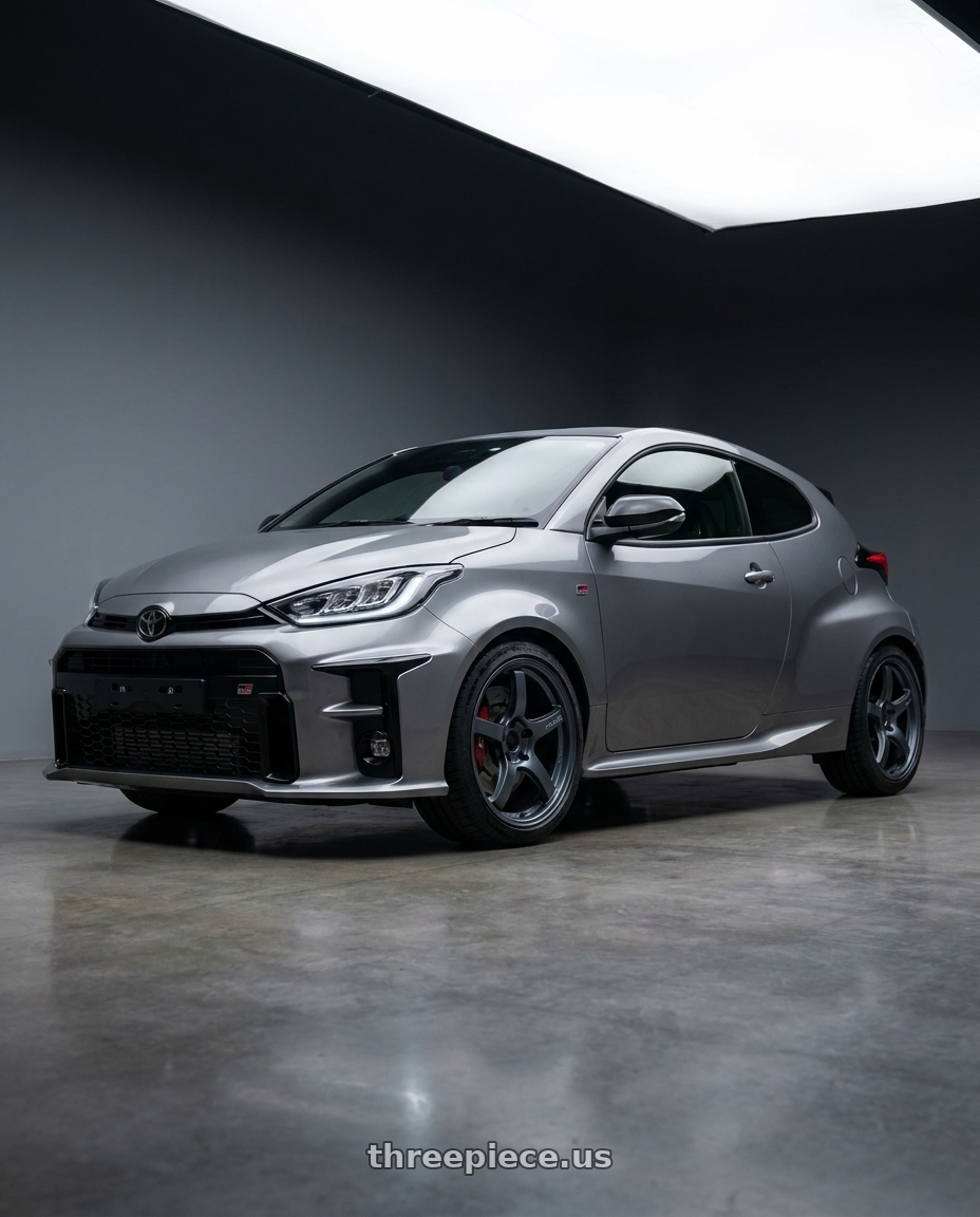2024 GR YARIS 57CR grey with Gram Lights 57CR 5x114.3 18x8.5+50 Gunblue II wheels