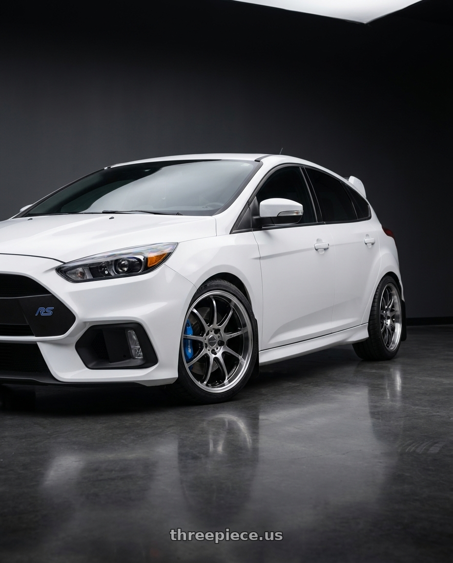 2017 Ford Focus RS with Work Emotion D9r 5x108 18x7.5 +47 Gt Silver Rim Cut wheels