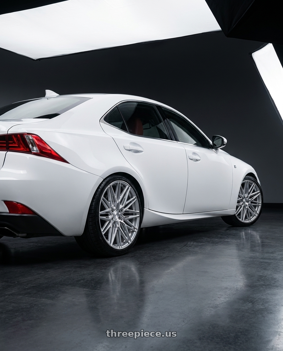 2016 lexus is with VOSSEN HF6-5 6X135 22x9.5 +20 SILVER POLISHED wheels rear three quarter view square tires