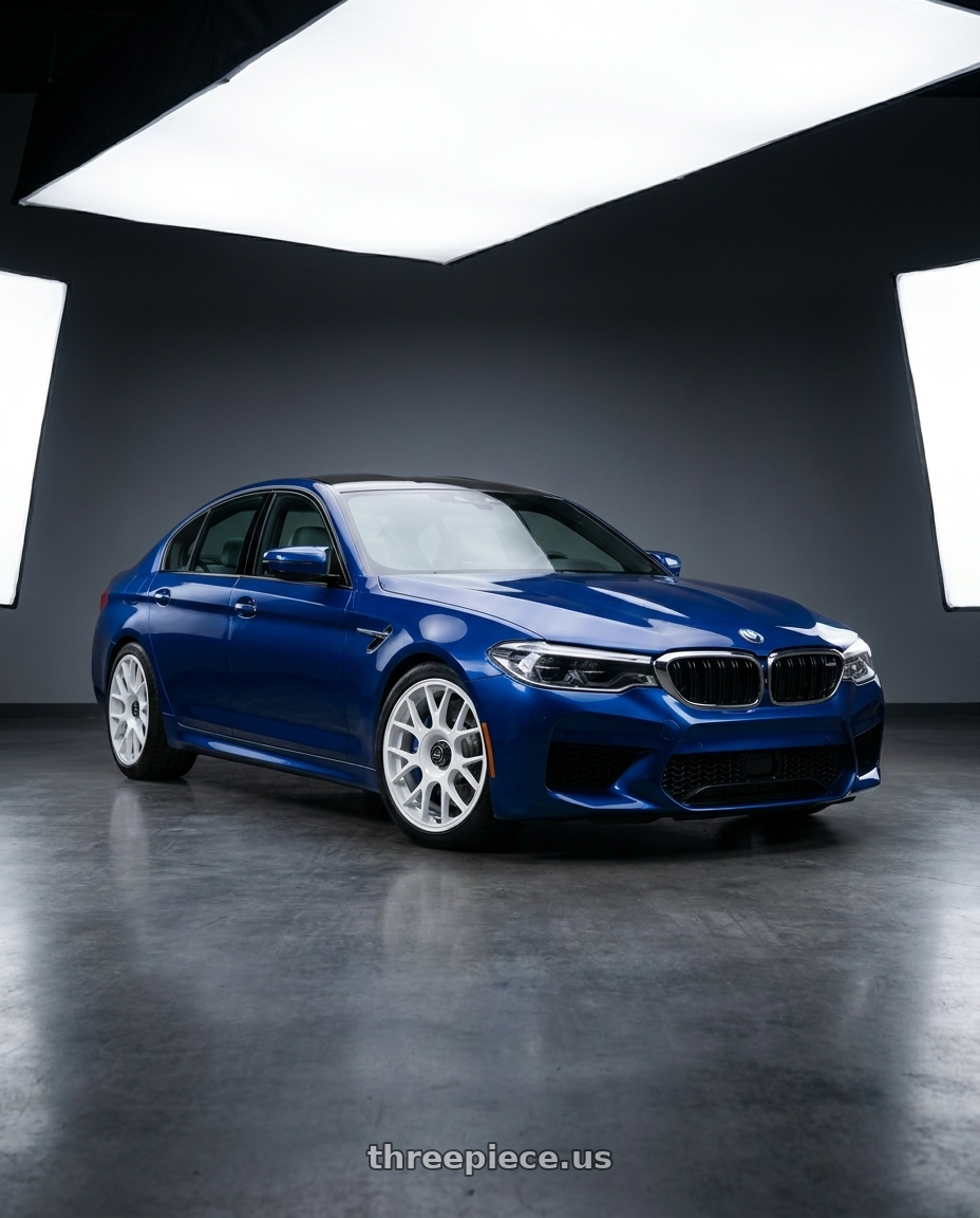 2018 Bmw M5 with fifteen52 APEX 5x112 / 5x120 18x8.5 +35 RALLY WHITE (GLOSS WHITE) wheels