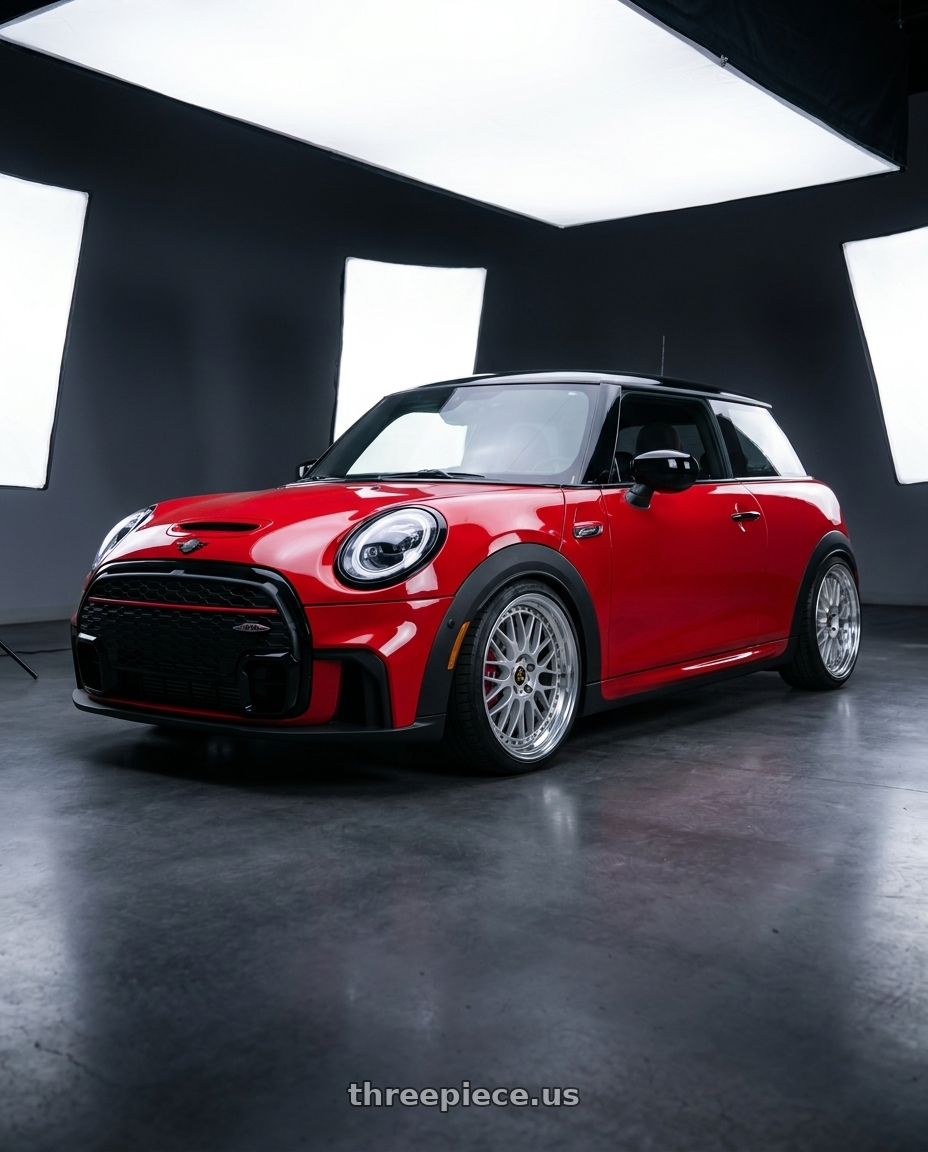 2025 mini jcw red with Work Vs-Xx 5x112 18x8+45 O Disk Light Grey Silver wheels