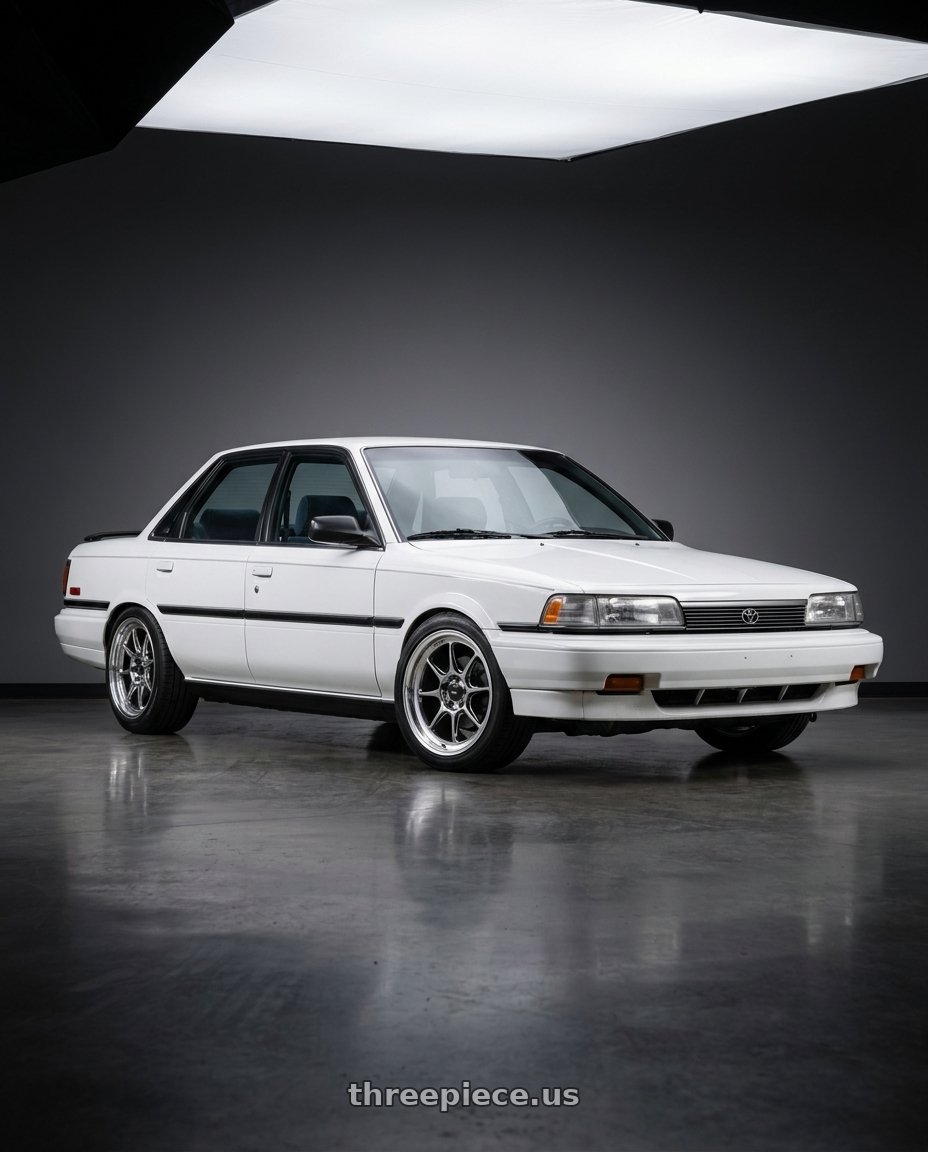 1991 Toyota Camry with Konig Countergram 5x100 17x8+40 Hyper Chrome / Machined Lip wheels