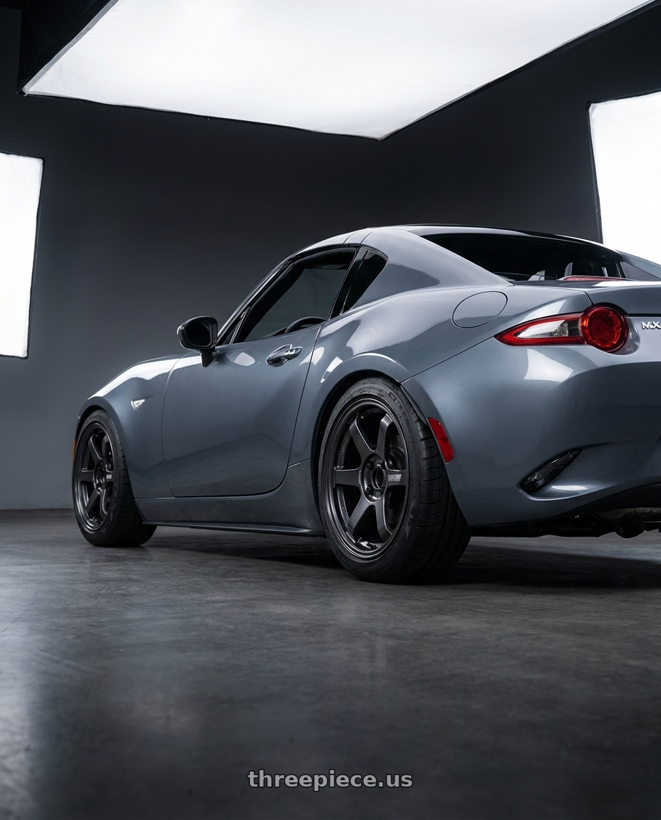 2025 Mazda MX5 RF with Volk Racing TE37 SONIC 4x100 16x8+25 wheels rear three quarter view meaty tires