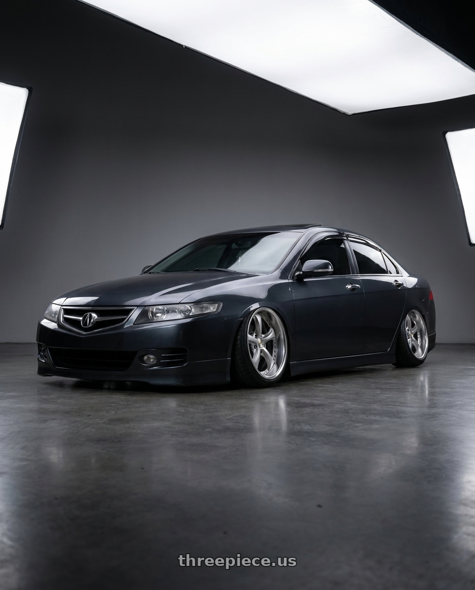 2008 Acura Tsx with Work Wheels VS-KF 5x114.3 18x9.5+1 Light Grey Silver R Disk FULL REVERSE wheels