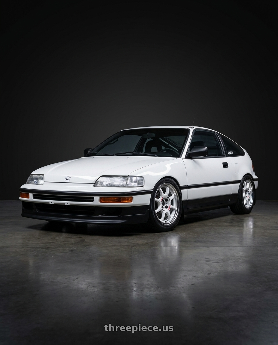 1991 Honda CRX with Work Emotion Rs11 2p 4x100 15x6.5 38 white wheels