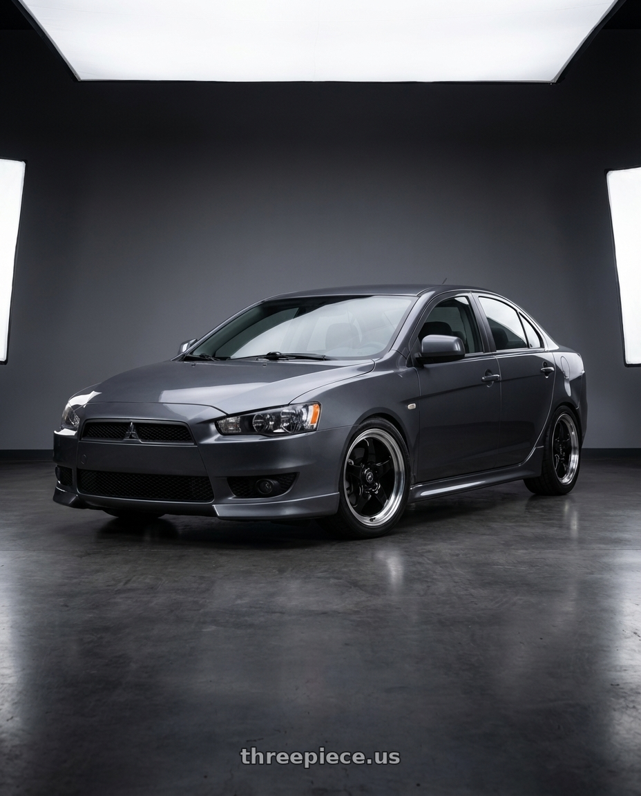2014 Mitsubishi Lancer Ralliart with Forgestar D5 Drag 5x114.3 18x10 +22 Gloss Black Machined wheels