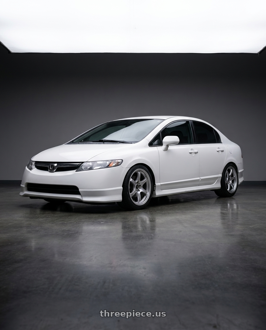 2007 honda civic ex with Gram Lights 57DR 5x114.3 17x9.0+38 Grace Silver wheels