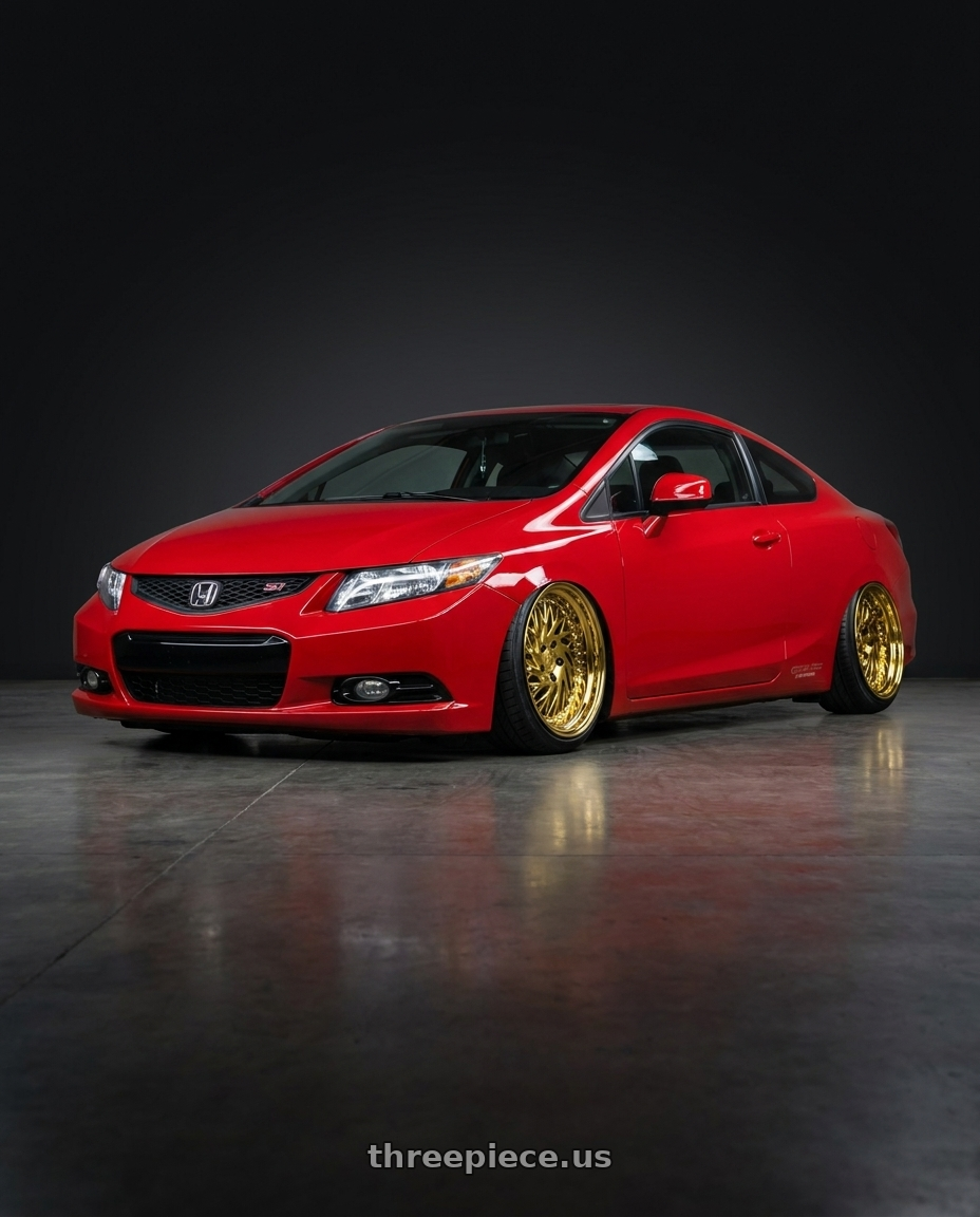 2011 Honda Civic Si with Aodhan DS03 5x114.3 18x9.5 +30 Gold Vacuum w/ Chrome Rivets wheels
