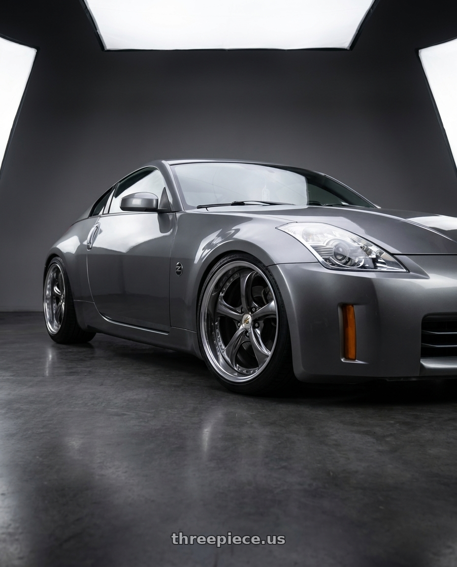2007 Nissan 350z with Work Wheels VS-KF 5x114.3 19x11+28 Brilliant Silver Black A Disk STEP RIM wheels