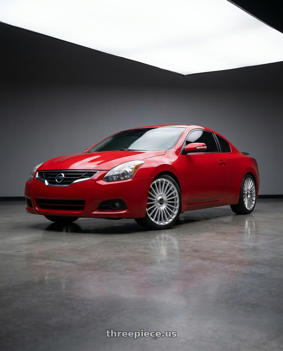 2010 Nissan Altima Coupe with Strada MARTELLO 5x114.3 / 5x120 20x8.5 30MM Brushed Face Silver wheels