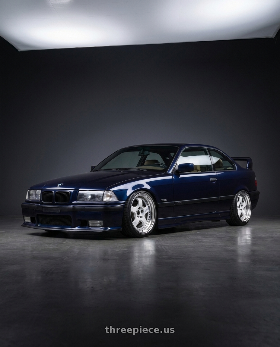 1997 BMW 328i with CCW CZ08 5x120 17x8 +35 Polished wheels front three quarter view stanced stance