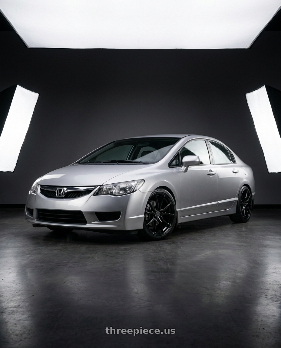 2009 Civic Fd1 with Advanti Racing 80B Hybris 5x114.3 18x8 +45 Gloss Black wheels